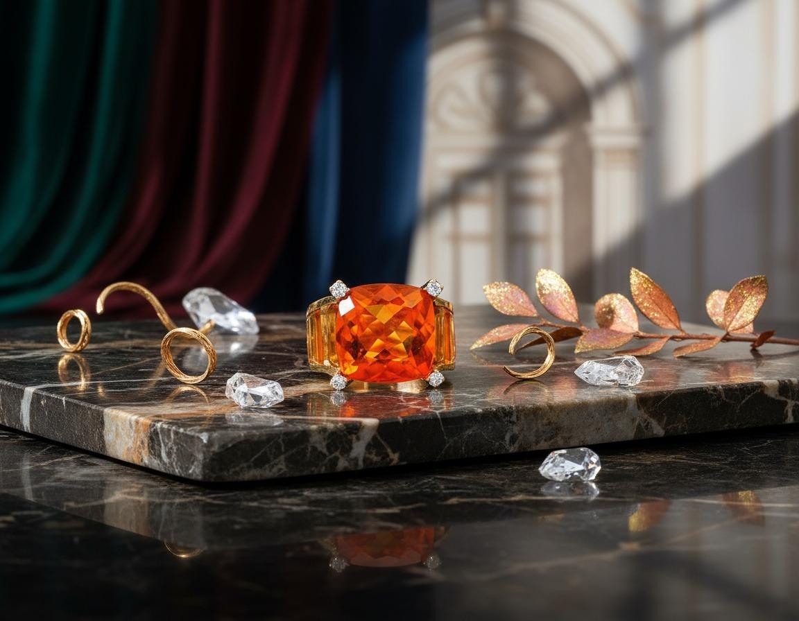 Bague rétro en or 18 carats avec citrine et diamants en vente 2