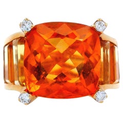 Retro 18 Karat Gold Ring mit Citrin und Diamanten
