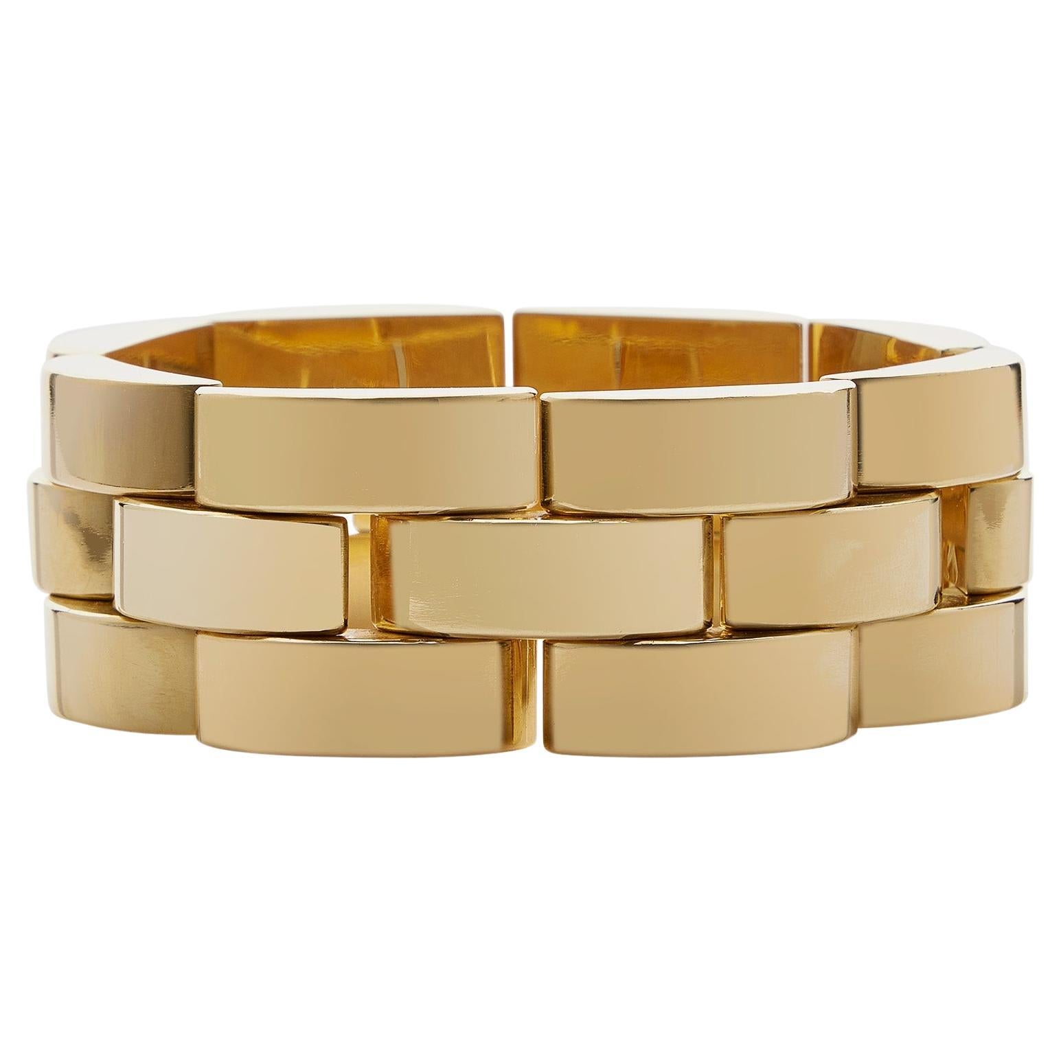 Retro 18K Gold Tank Track Bracelet For Sale