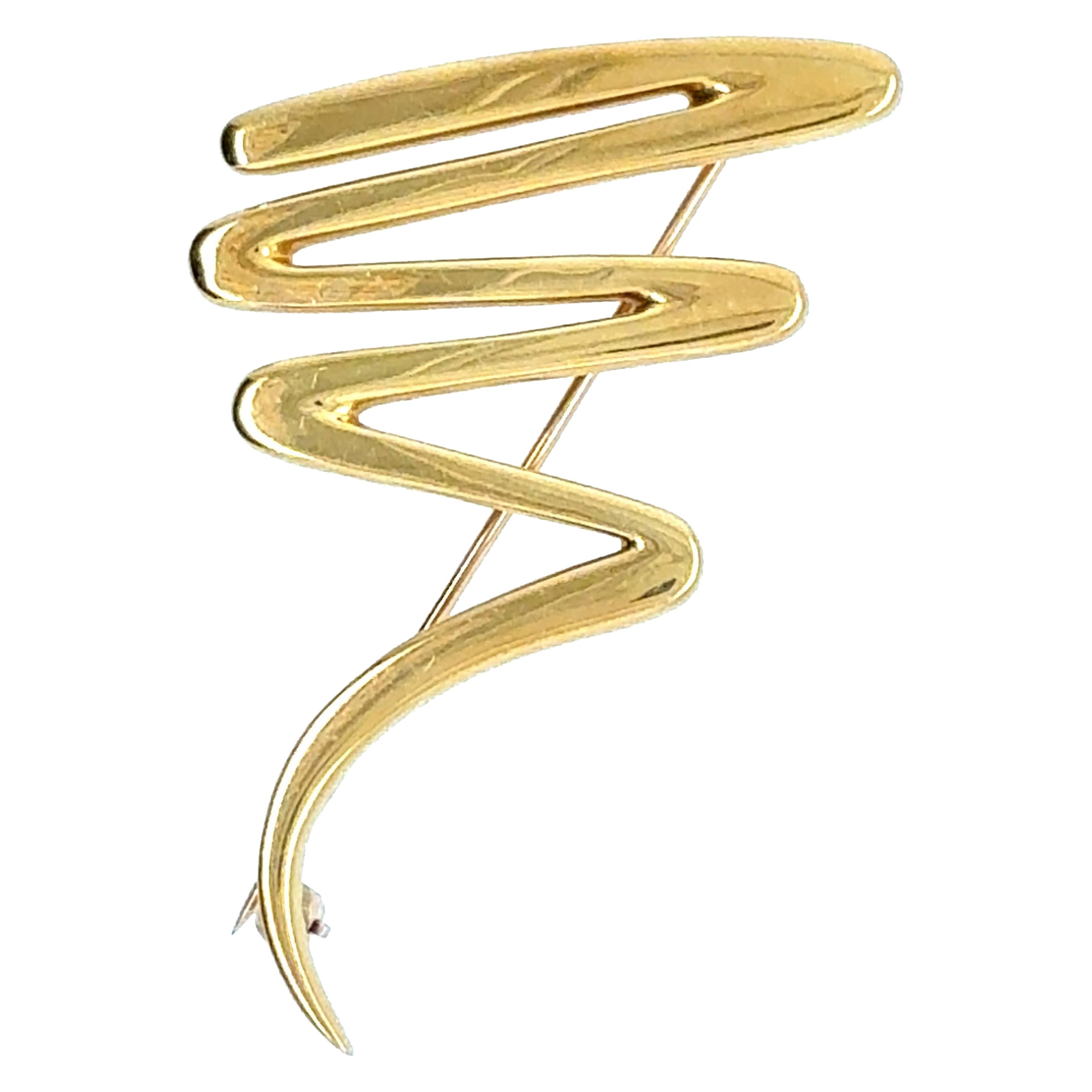 Retro in oro 18 carati di Tiffany & Co. Spilla "Zig Zag" di Paloma Picasso Circa 1983