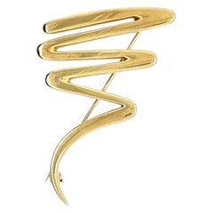 Retro 18K Gold Tiffany & Co. “Zig-Zag” Brooch by Paloma Picasso Circa 1983