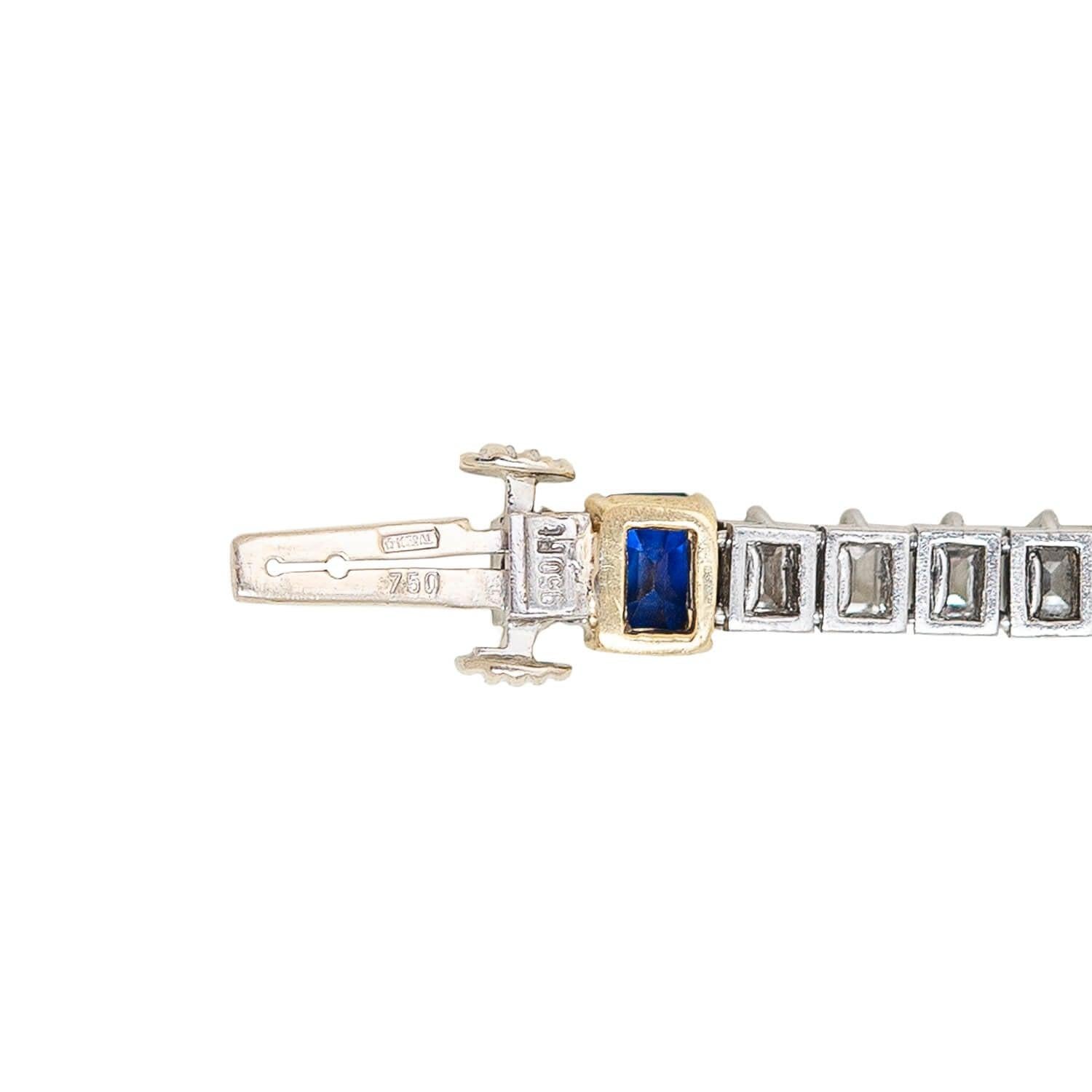 Bracelet rétro 18 carats, saphir platine et diamants Unisexe en vente