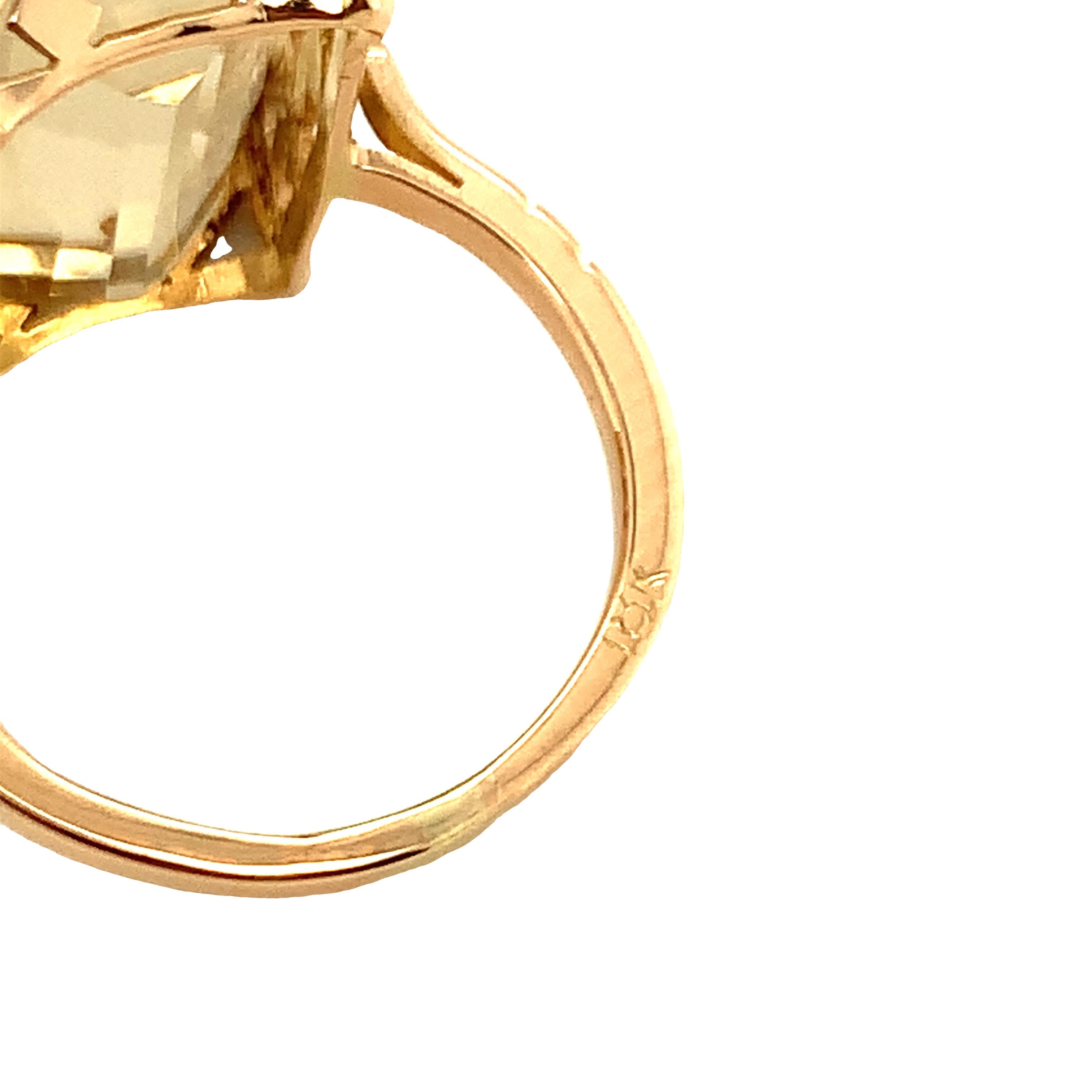 Retro 18K Rose Gold Citrine Ring In Good Condition In Beverly Hills, CA