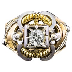 Bague rétro en or 18k à trois tons et diamants Circa 1960 Bague rétro en or 18k à trois tons et diamants Circa 1960