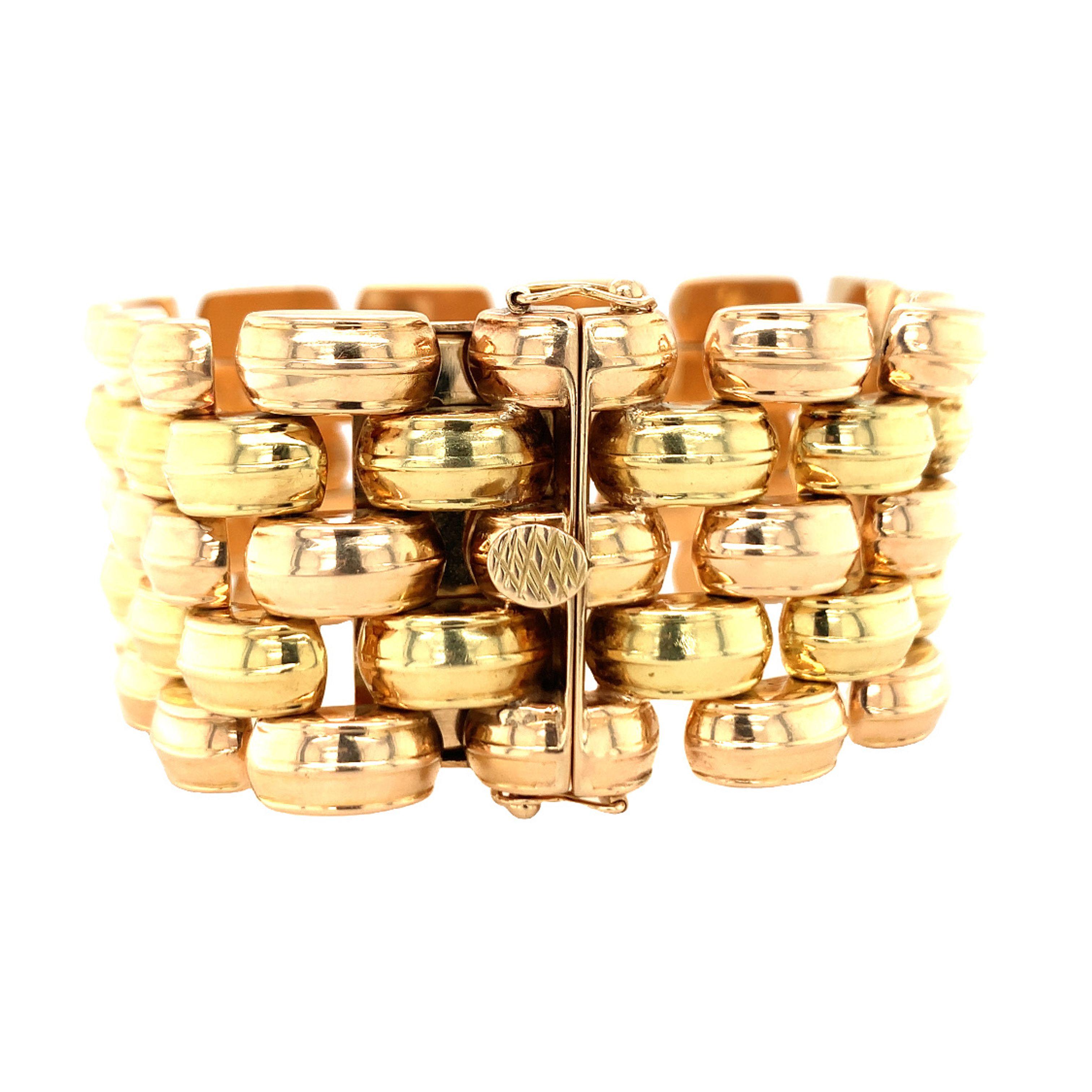 Women's Retro 18K Tri-Color Gold Bracelet For Sale