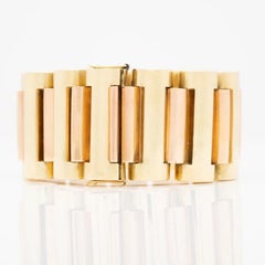 Retro 18 Karat Yellow and Rose Gold Tank Bracelet circa 1940s