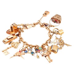 Retro 18K Yellow and White Gold 16 Whimsical Charms Bracelet