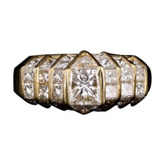 Retro 18K Gelbgold 0,50 Karat Diamantring mit Prinzessinnenschliff