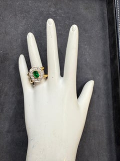Retro 18K Gelbgold Smaragd & Diamant Split Shank Statement Ring CIRCA 1985