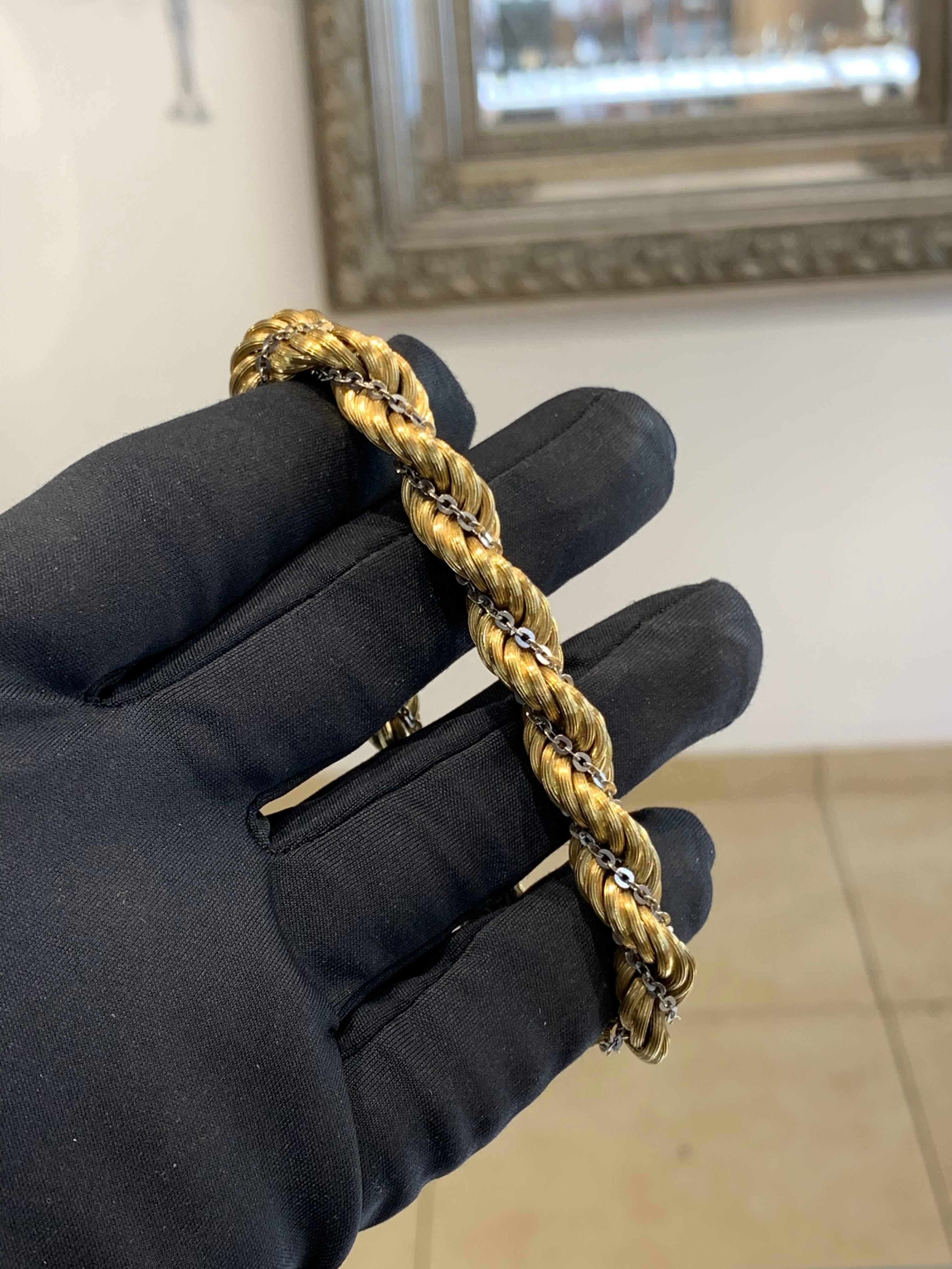 Retro 18k Yellow Gold Italian Rope Bracelet For Sale 2