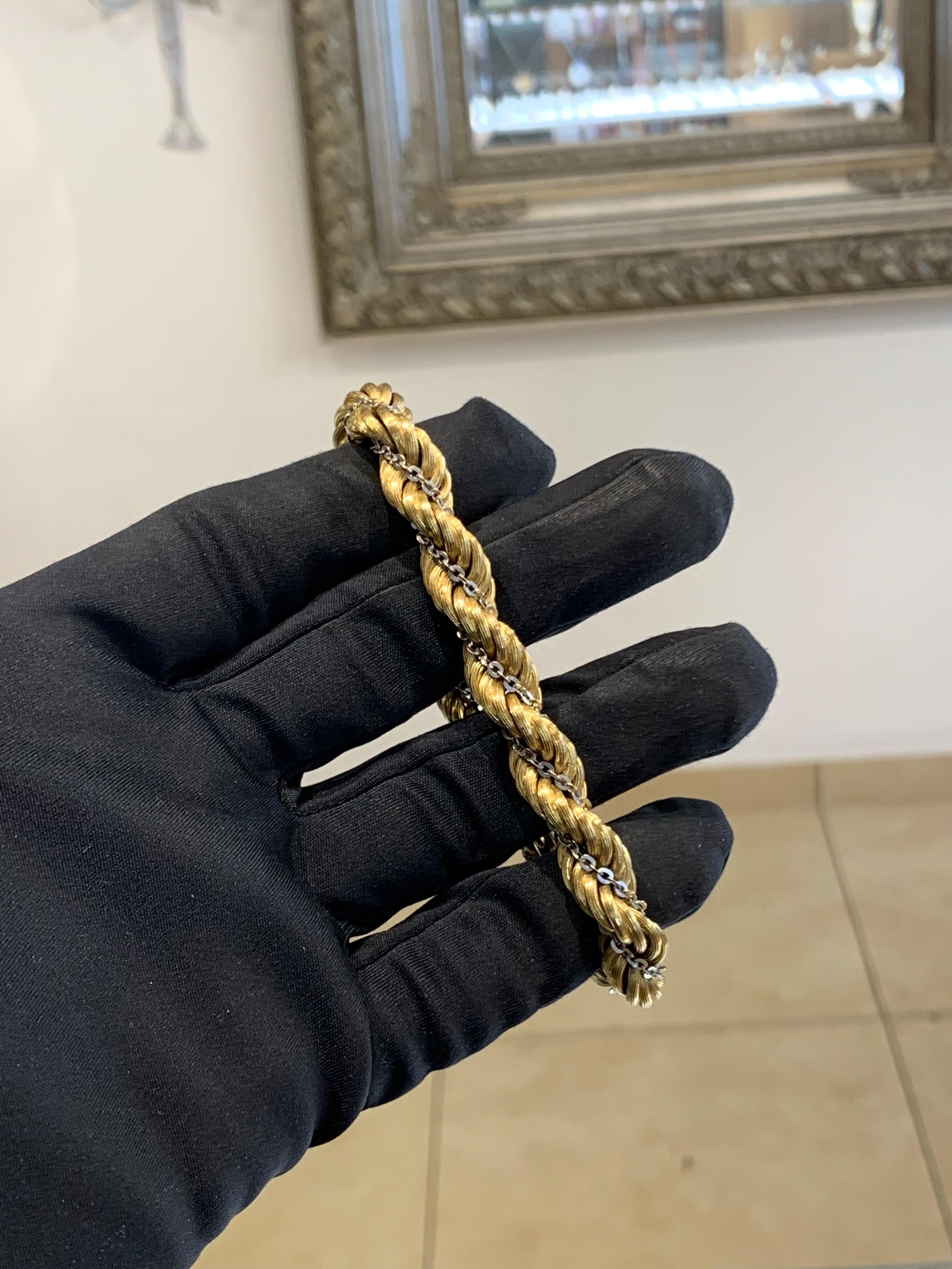 Retro 18k Yellow Gold Italian Rope Bracelet For Sale 3