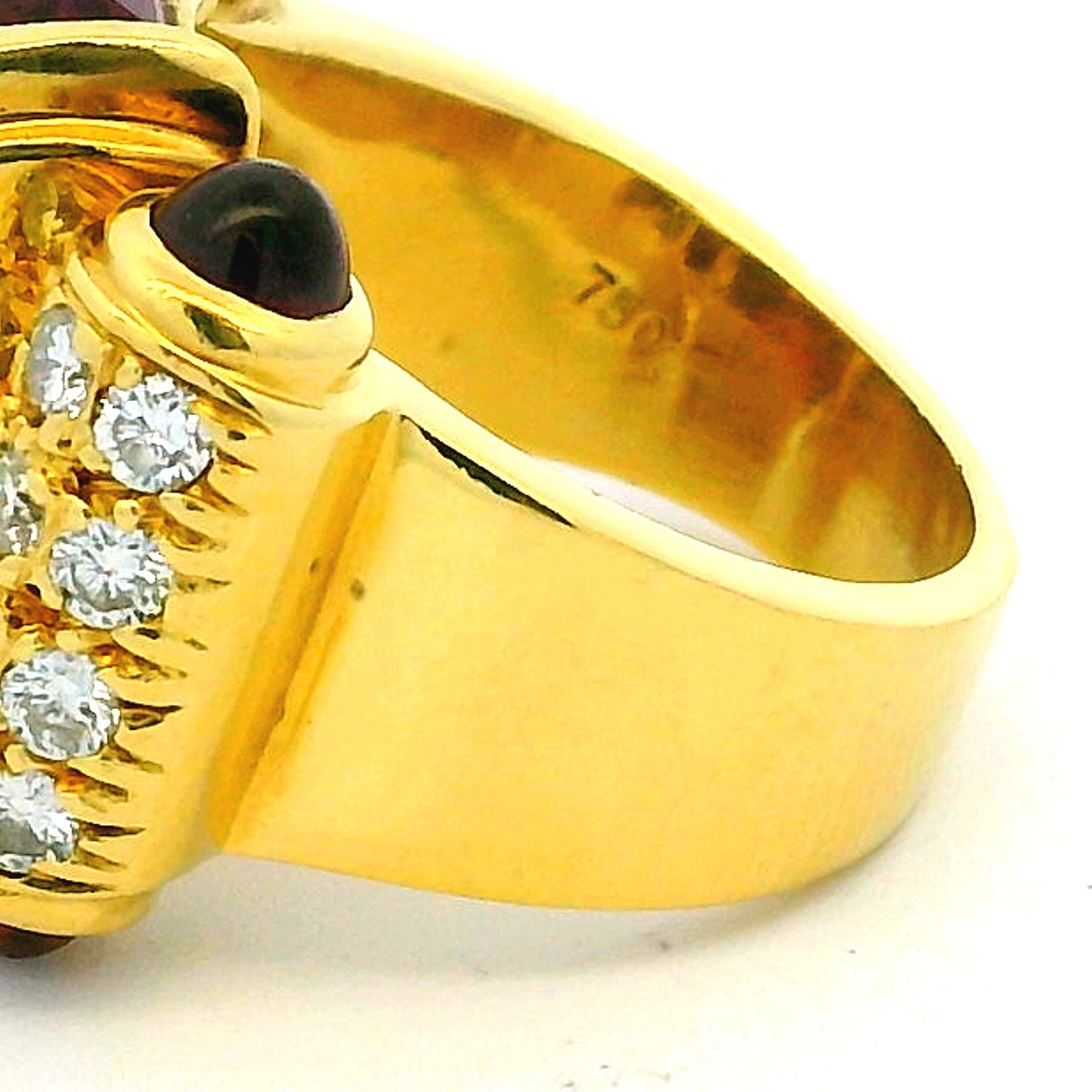 Lagos 18K Yellow Gold Diamond and Tourmaline Cocktail Ring For Sale 5