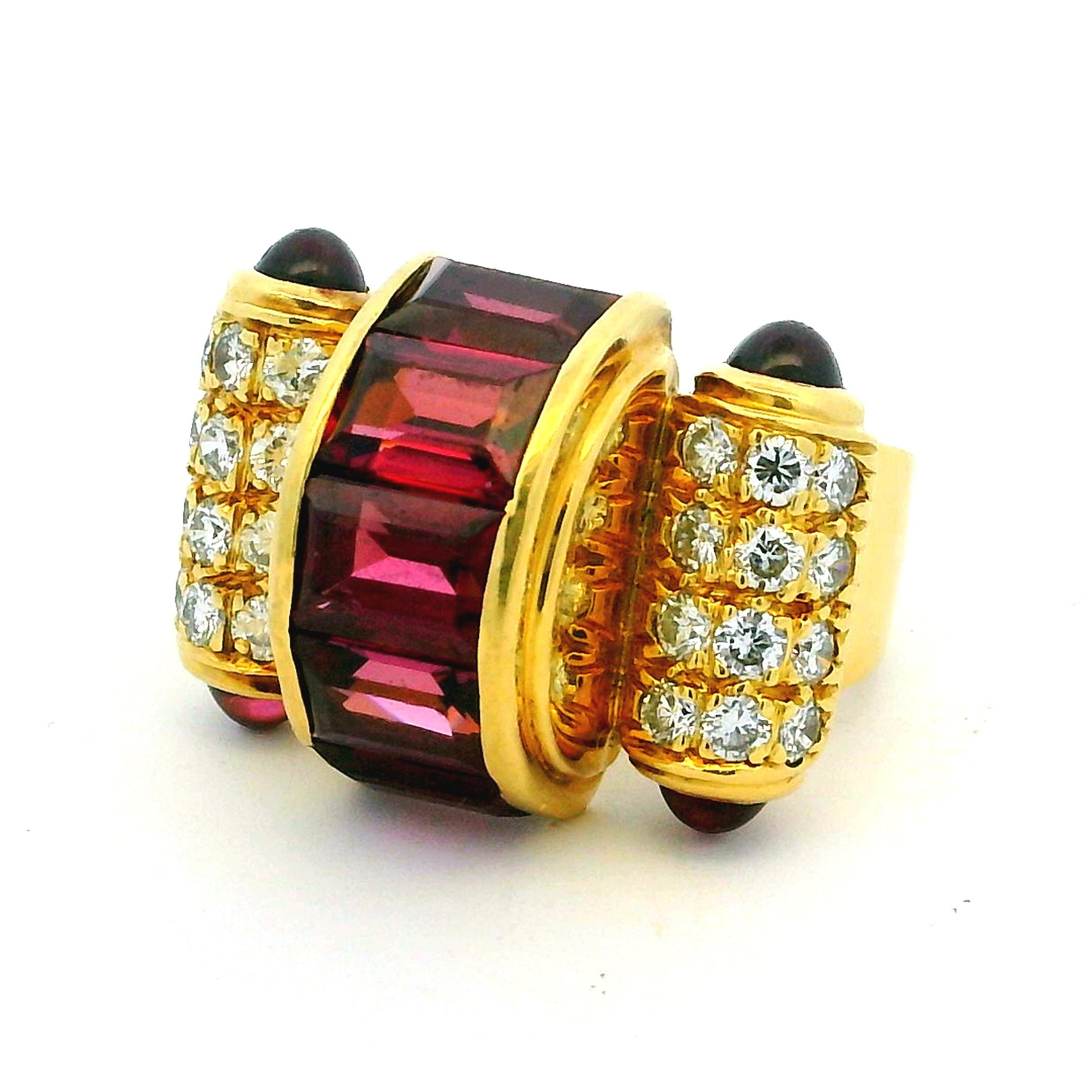 Lagos 18K Yellow Gold Diamond and Tourmaline Cocktail Ring For Sale 6