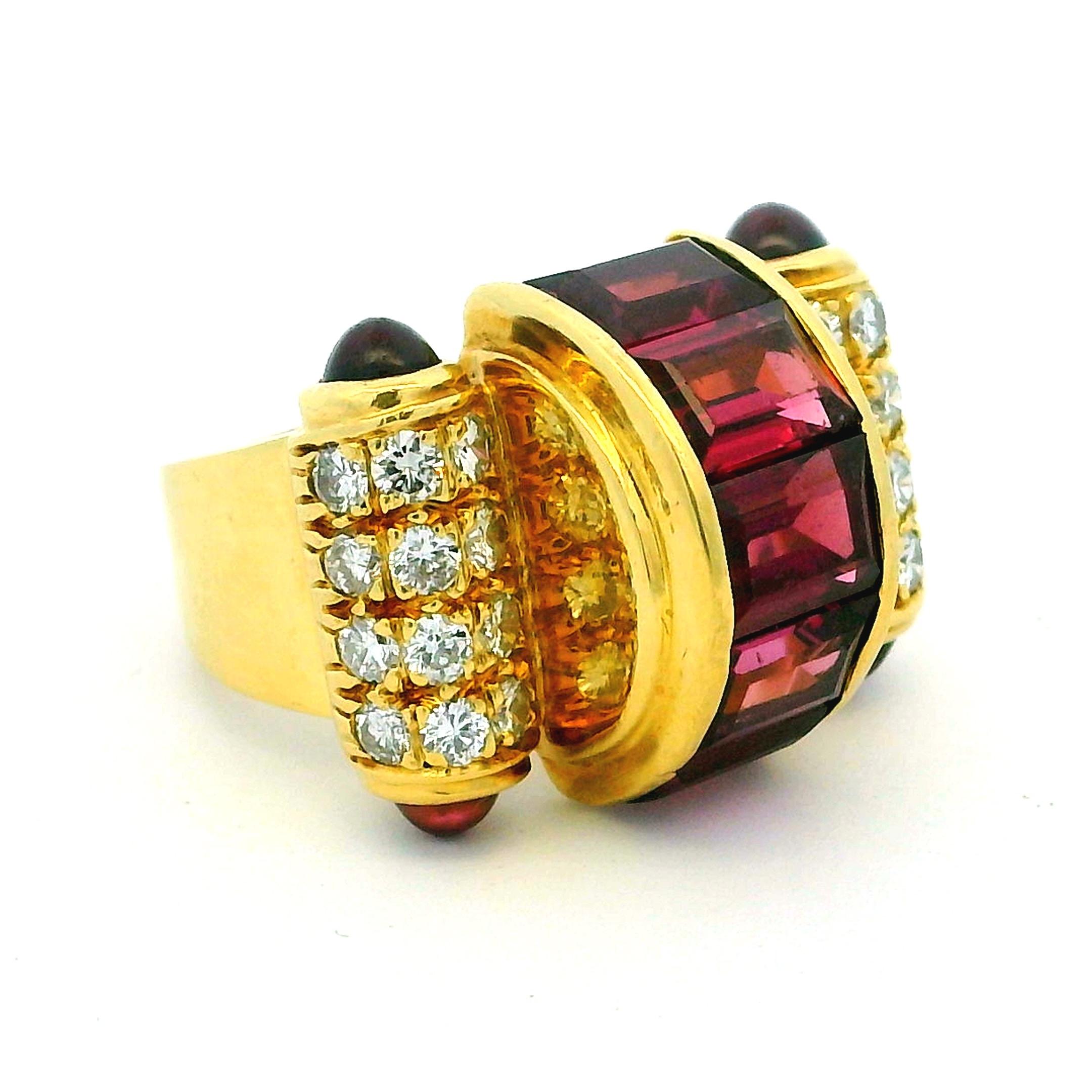Women's Lagos 18K Yellow Gold Diamond and Tourmaline Cocktail Ring For Sale