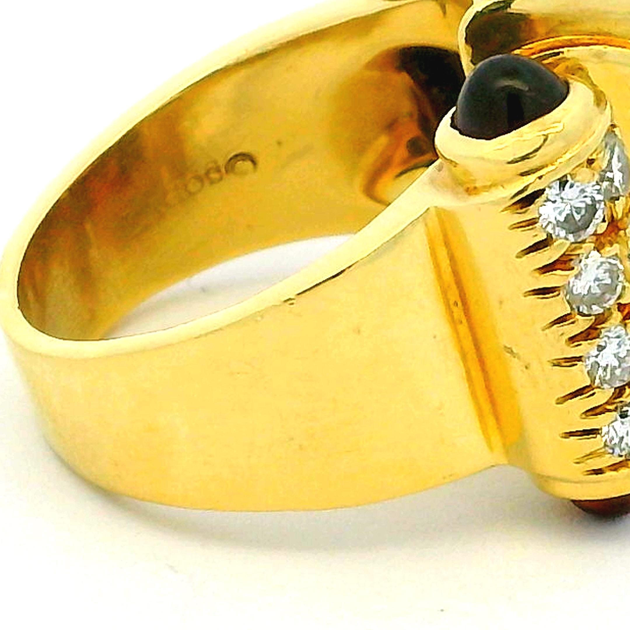 Lagos 18K Yellow Gold Diamond and Tourmaline Cocktail Ring For Sale 2