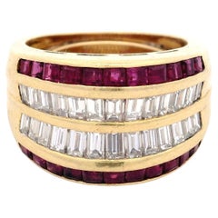 Retro 18k yellow Gold Ring with 2.95 Ctw in Diamonds and Rubies