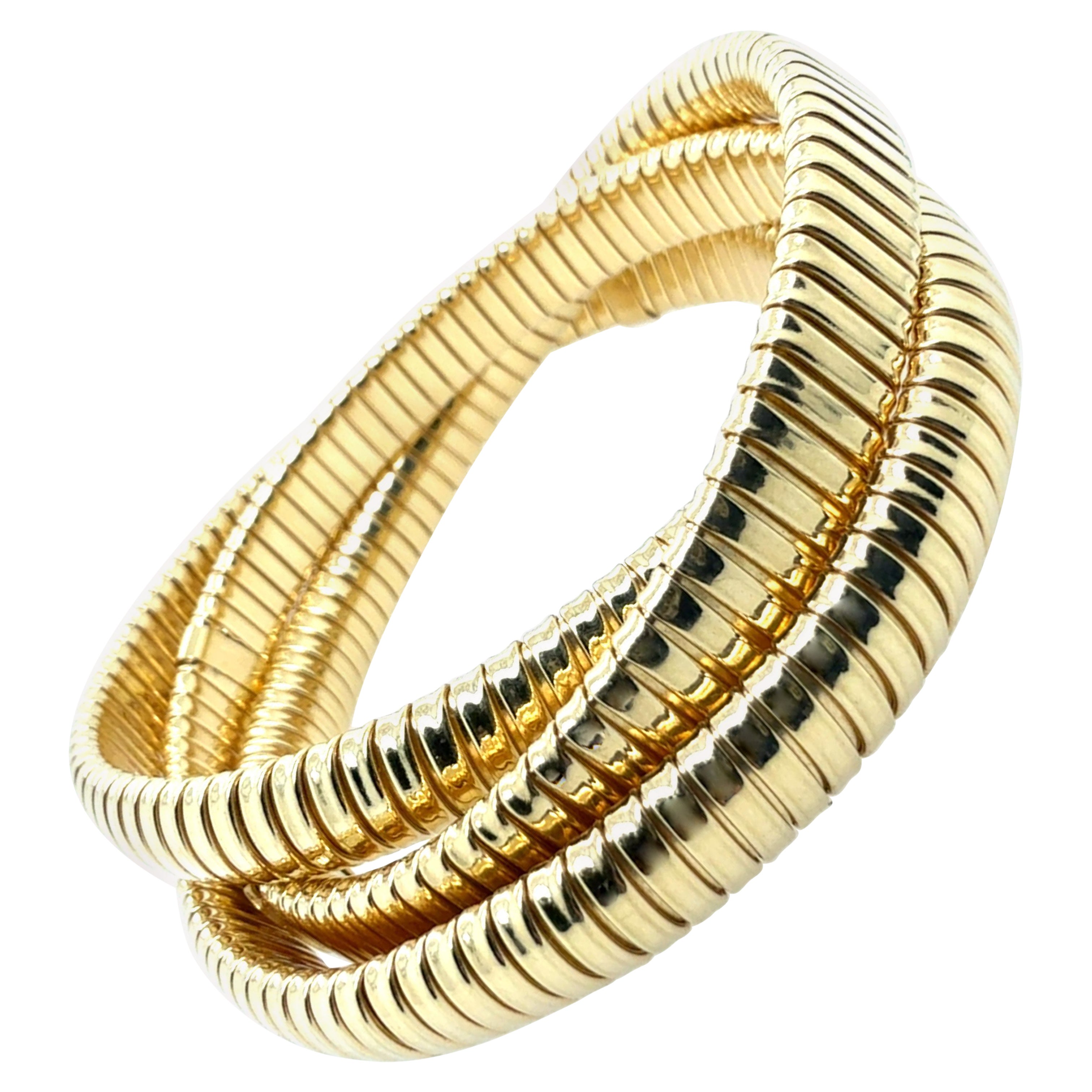 Bracciale flessibile retrò a tre fili in oro giallo 18K di Herco in vendita