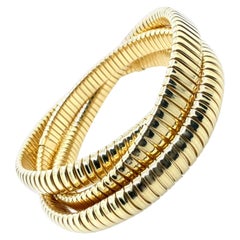 Retro 18K Yellow Gold Triple-Strand Flexible Bracelet by HERCO