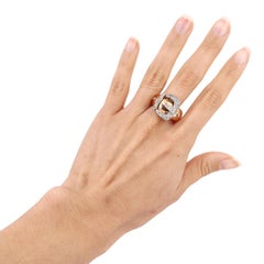 Retro 18kt Gold and Platinum Belt Ring with Diamonds