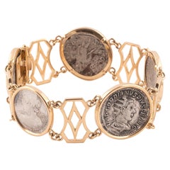 Retro 18kt Gold & Roman Silver Coin Bracelet