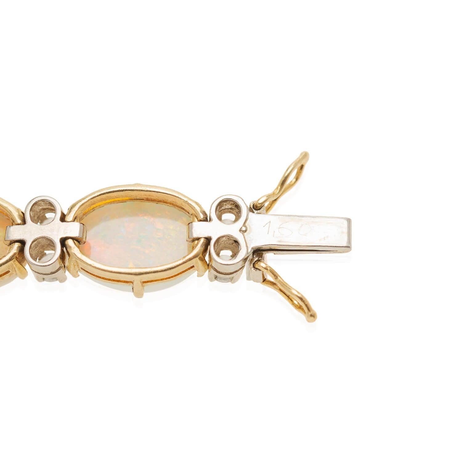 Retro 18kt/Platinum Opal + Diamond Bracelet 27ctw+ In Good Condition For Sale In Narberth, PA