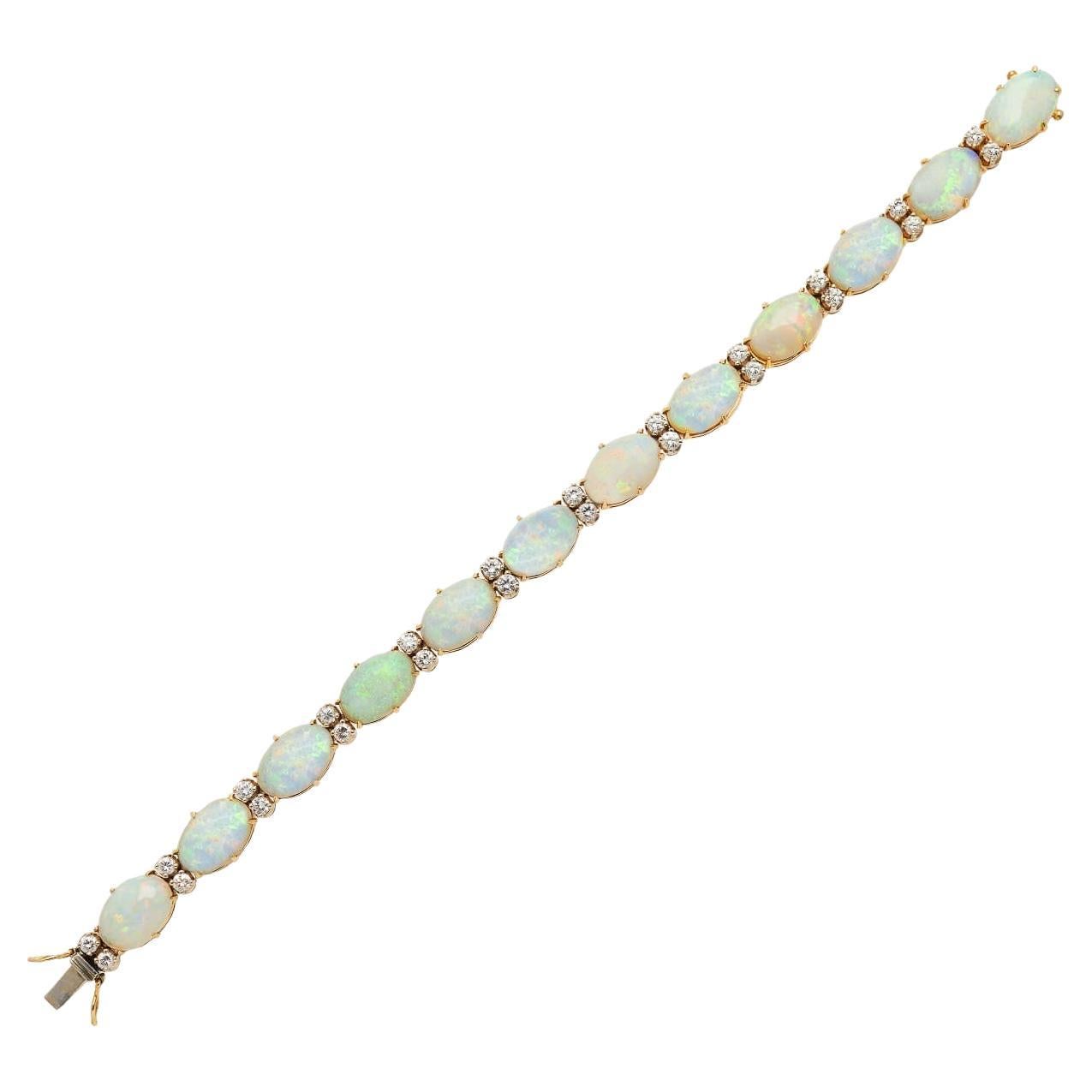 Retro 18kt/Platinum Opal + Diamond Bracelet 27ctw+