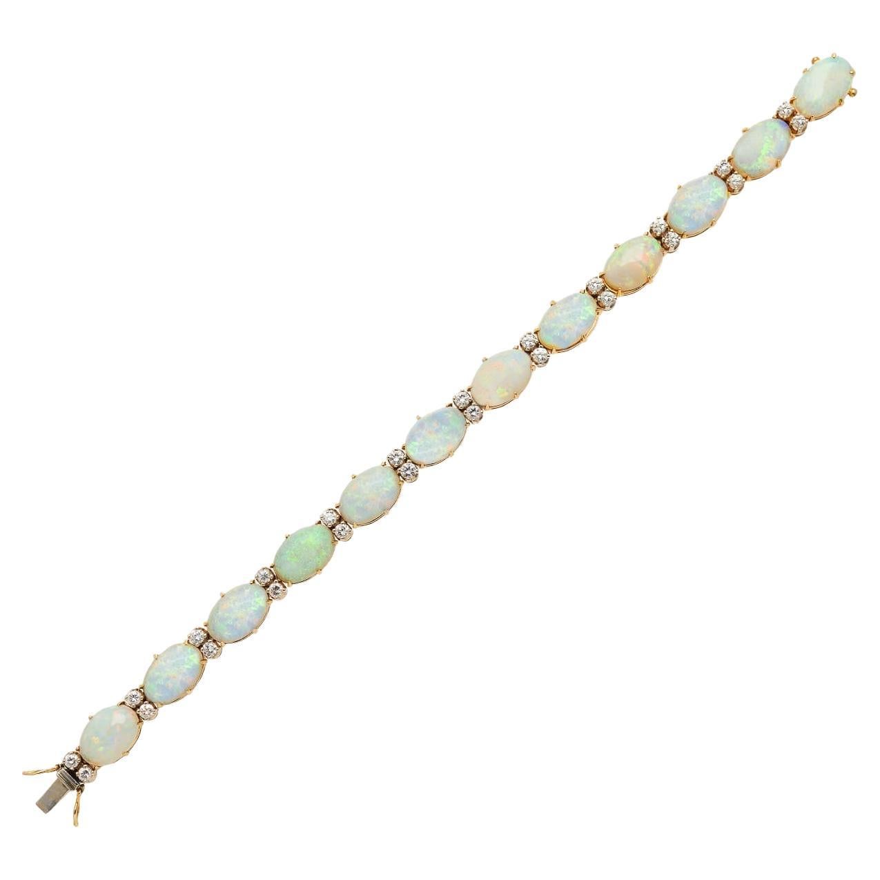 Retro 18kt/Platinum Opal + Diamond Bracelet 27ctw+