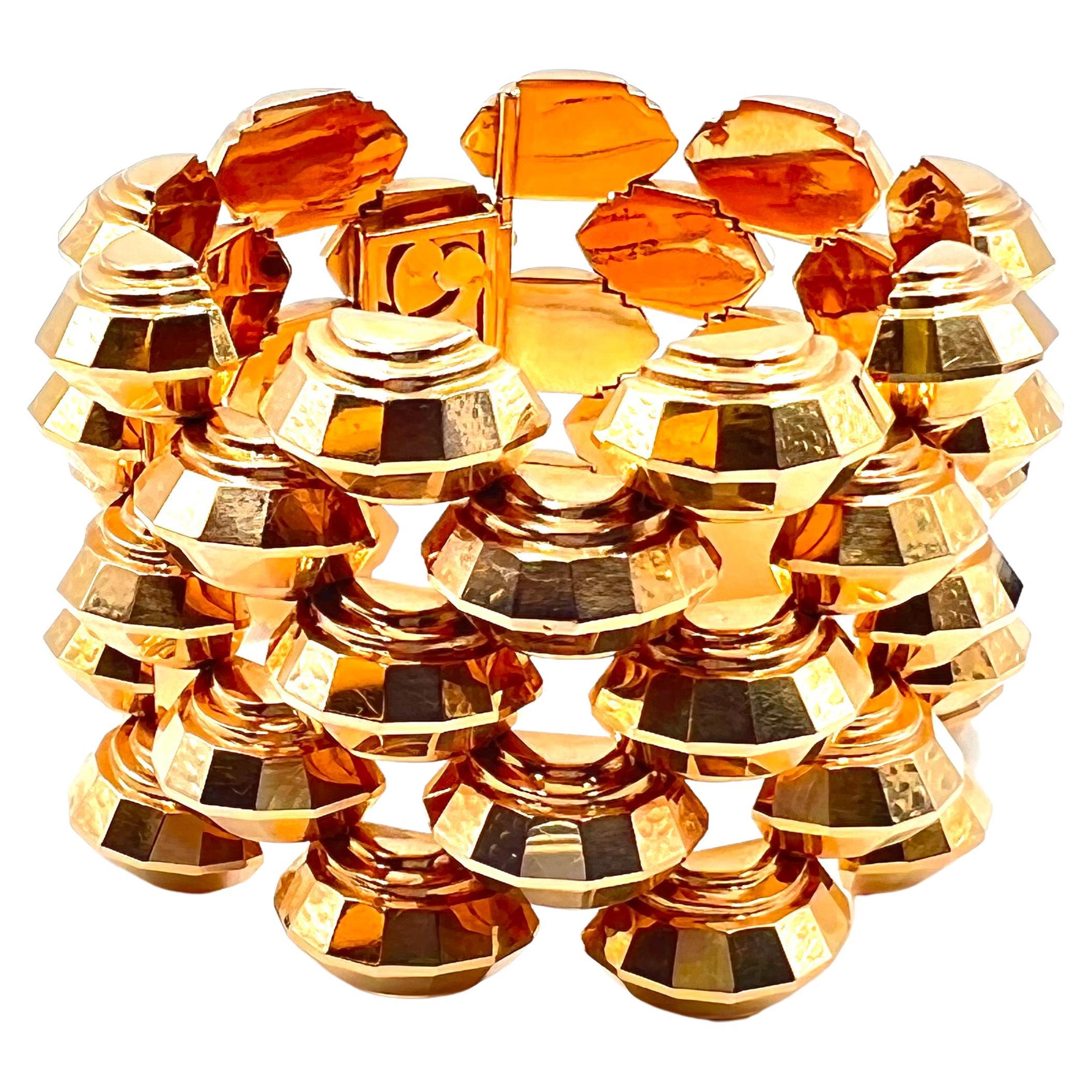 Breites Retro-Armband aus 18 Karat Roségold mit Turbo-Design 1