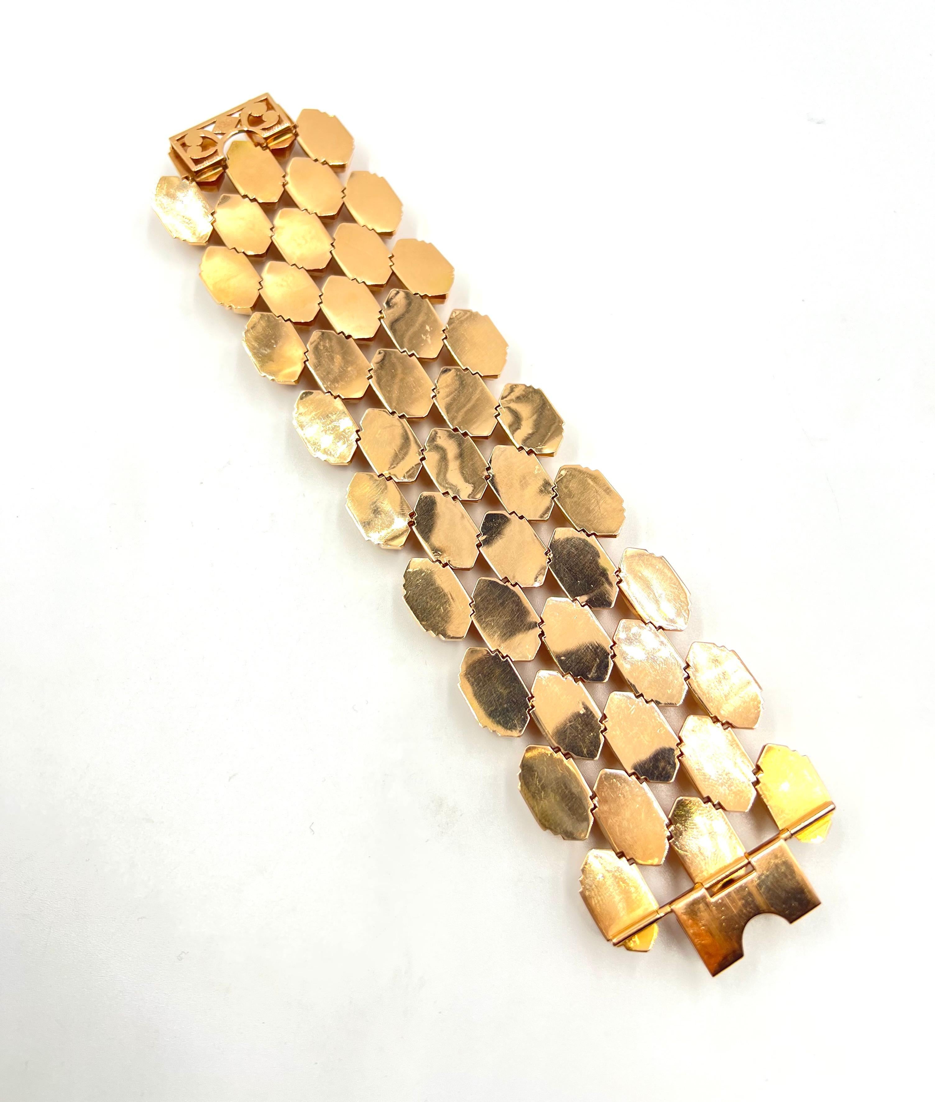 Breites Retro-Armband aus 18 Karat Roségold mit Turbo-Design 3