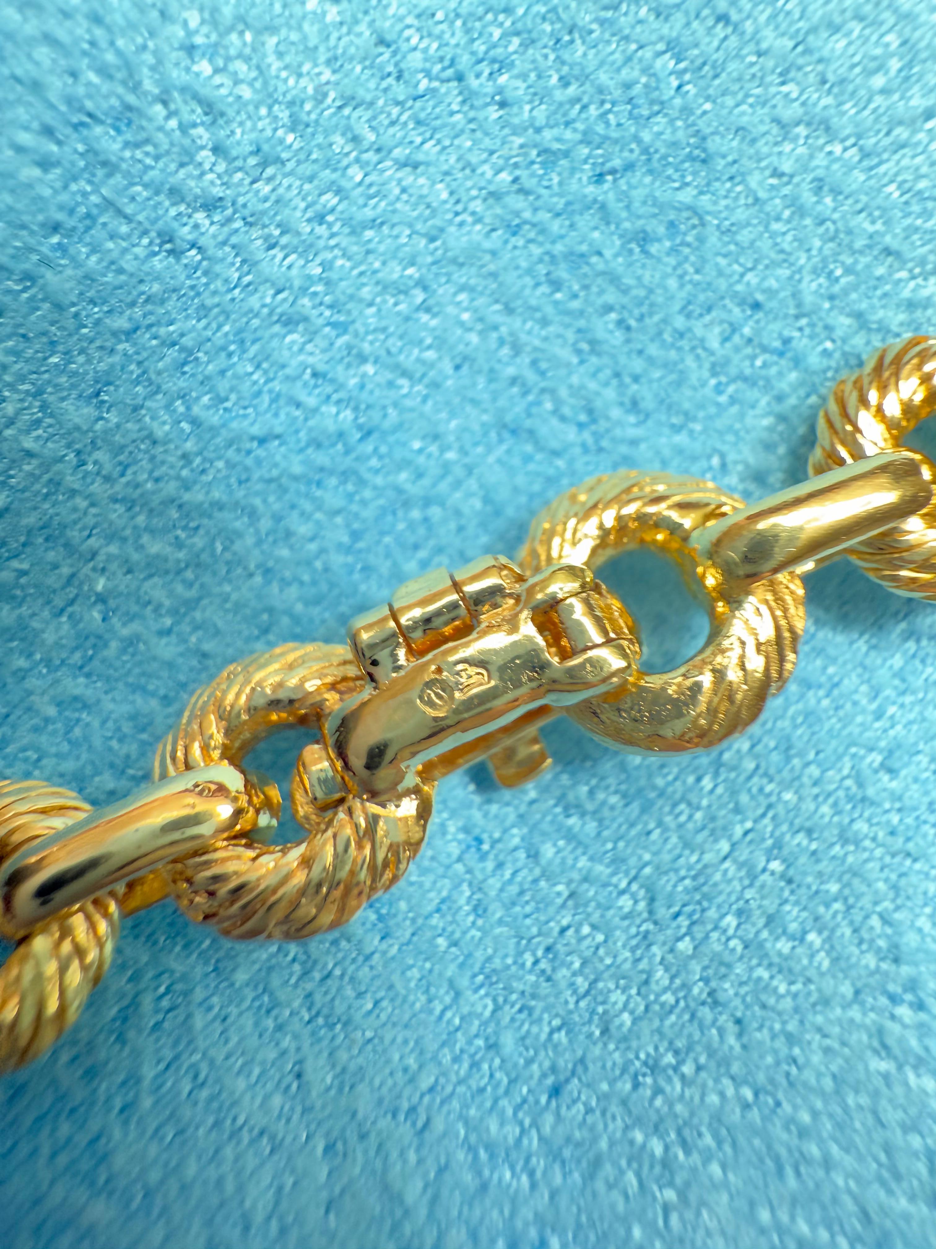 Retro 18kt Yellow Gold French Necklace with Diamonds For Sale 5
