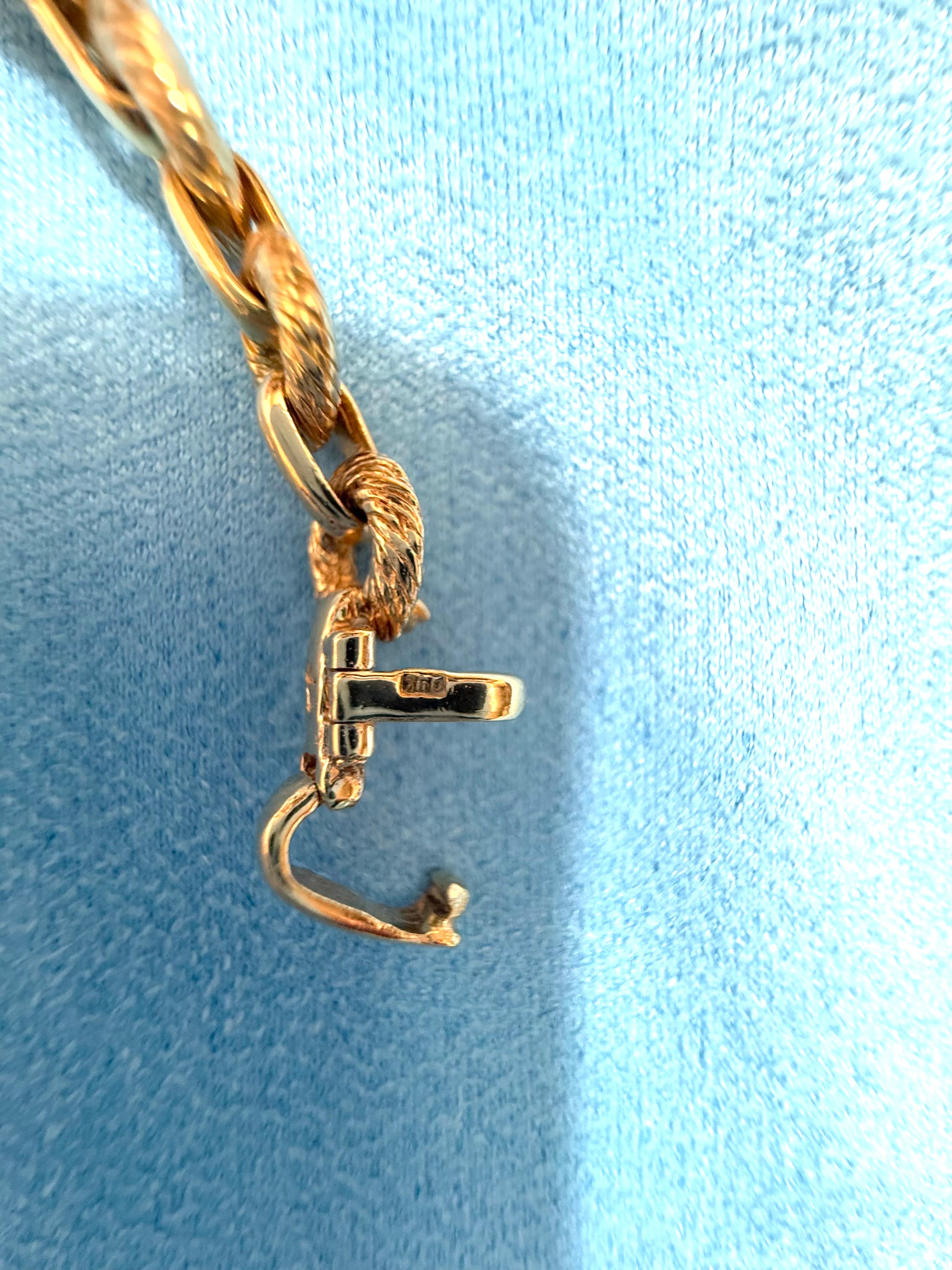 Retro 18kt Yellow Gold French Necklace with Diamonds For Sale 7