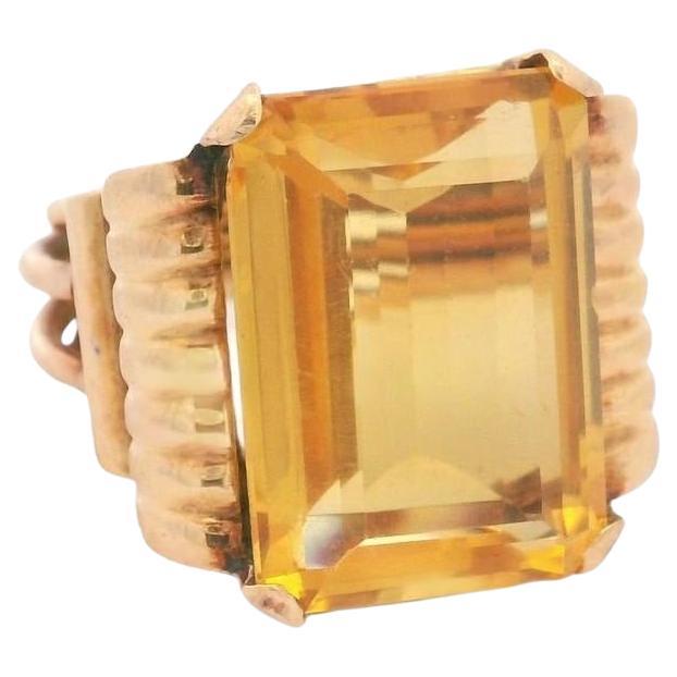 Retro 18kt yellow Gold Ring with 15.0 Cts Citrine