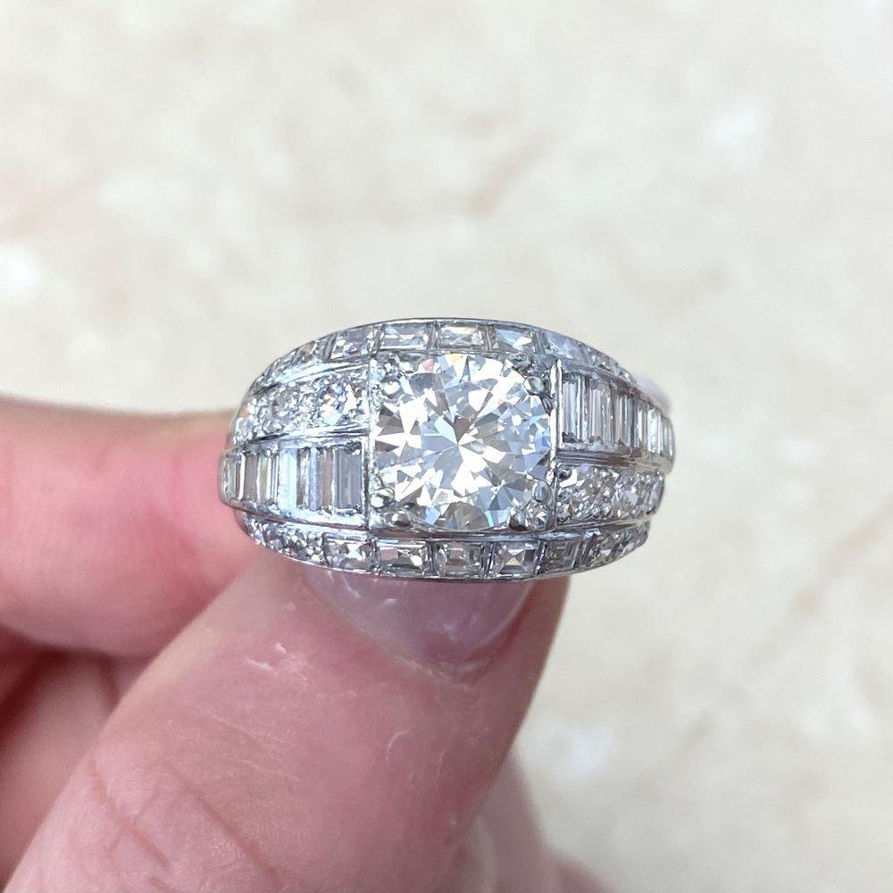 Retro 1.90ct Transitional Cut Diamond Engagement Ring, H Color, Platinum For Sale 5