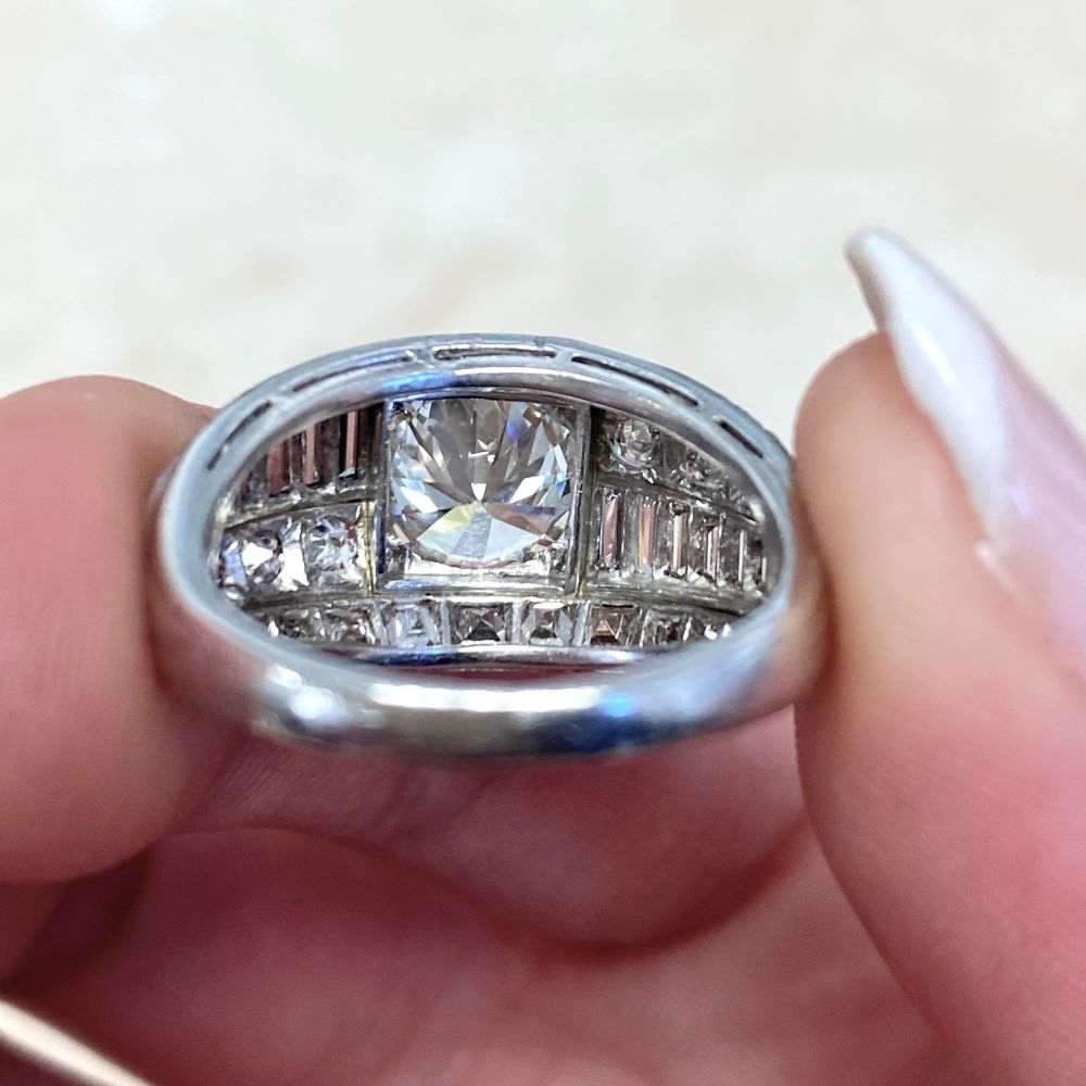 Retro 1.90ct Transitional Cut Diamond Engagement Ring, H Color, Platinum For Sale 6