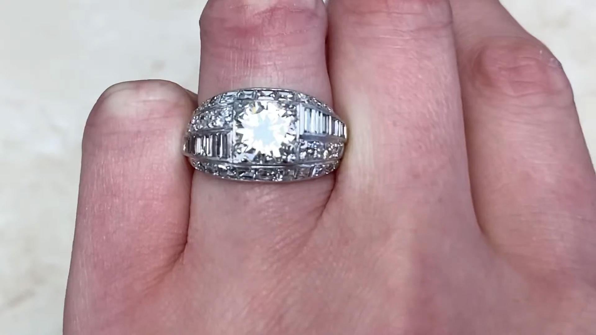 Art Deco Retro Transitional Cut Diamond Engagement Ring (Approx. 1.9-Carats), Platinum For Sale