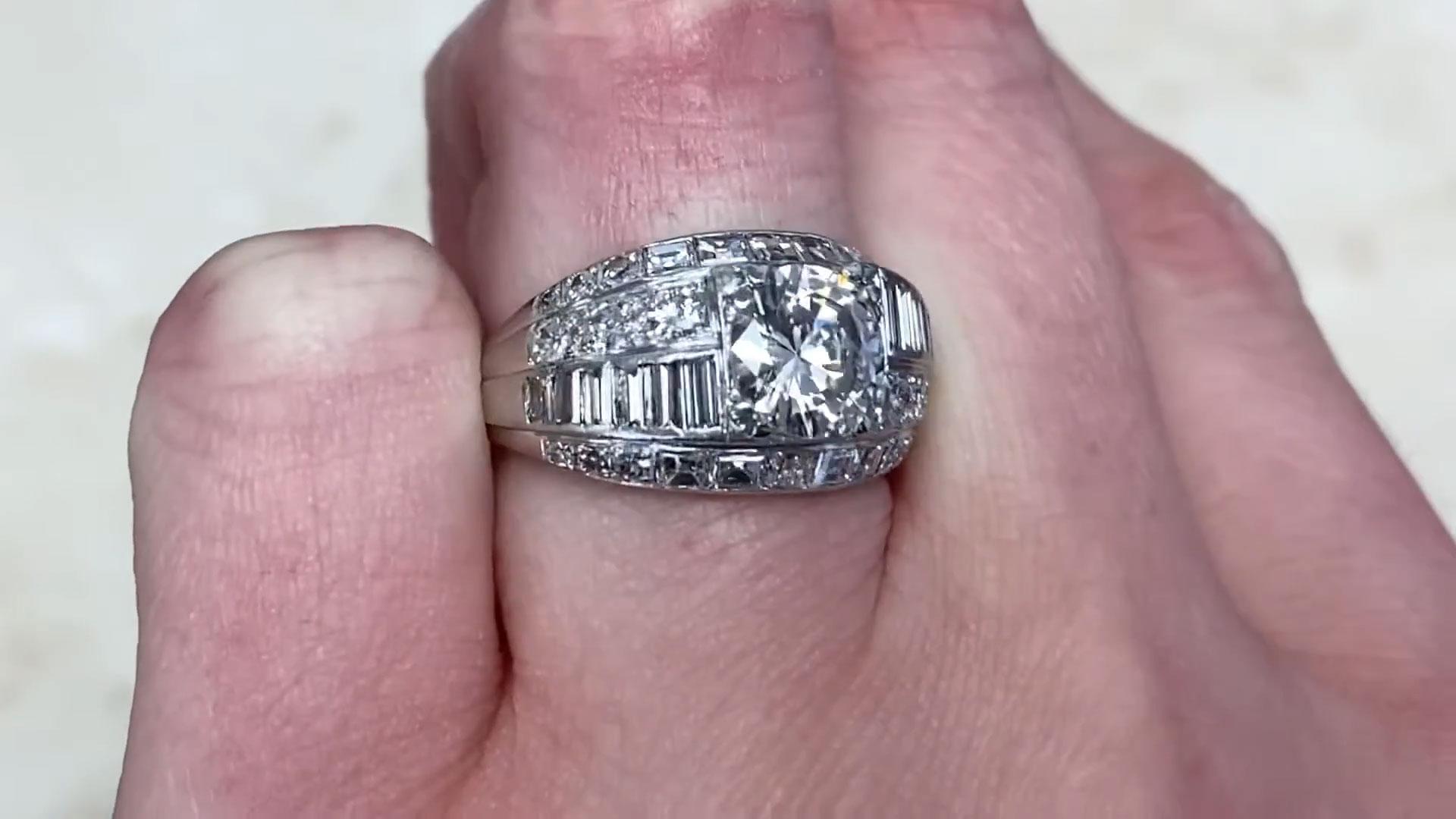 Old European Cut Retro Transitional Cut Diamond Engagement Ring (Approx. 1.9-Carats), Platinum For Sale