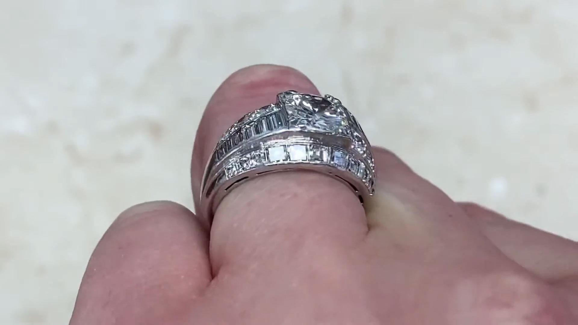 Retro Transitional Cut Diamond Engagement Ring (Approx. 1.9-Carats), Platinum In Excellent Condition For Sale In New York, NY