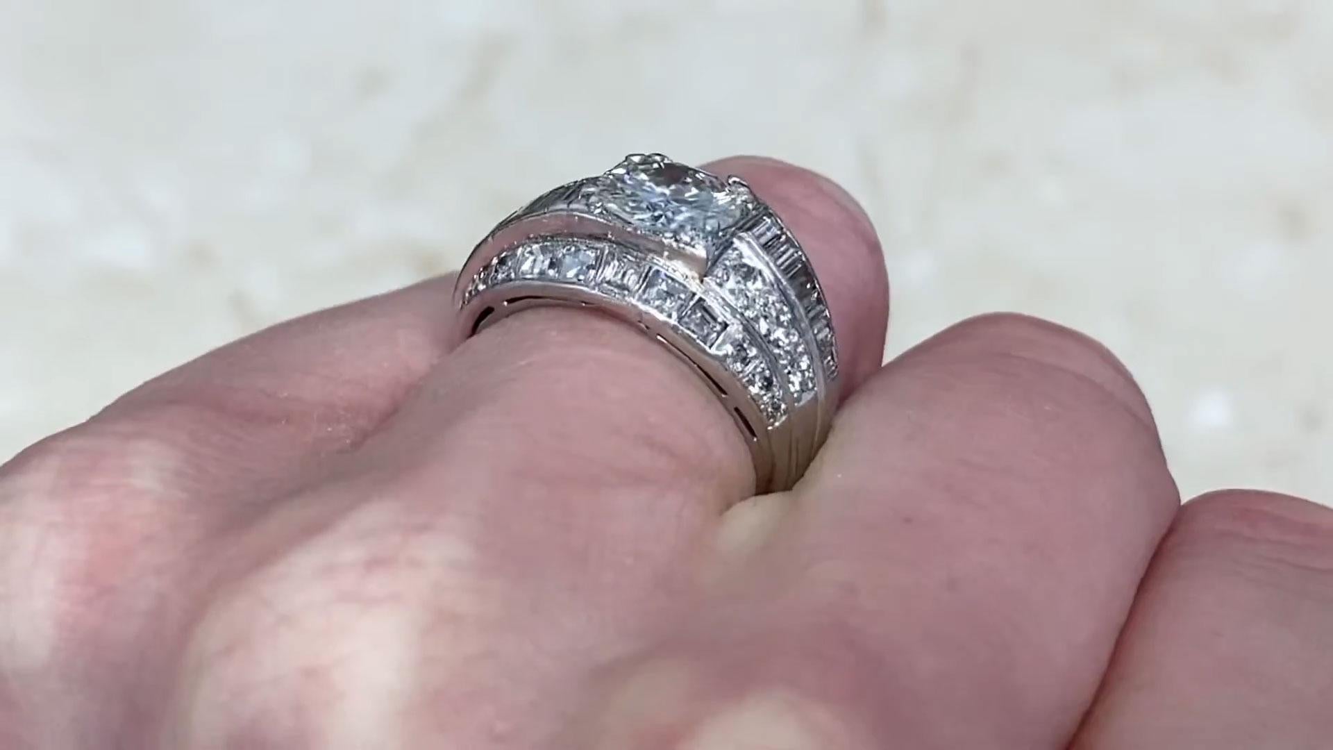 Women's Retro Transitional Cut Diamond Engagement Ring (Approx. 1.9-Carats), Platinum For Sale