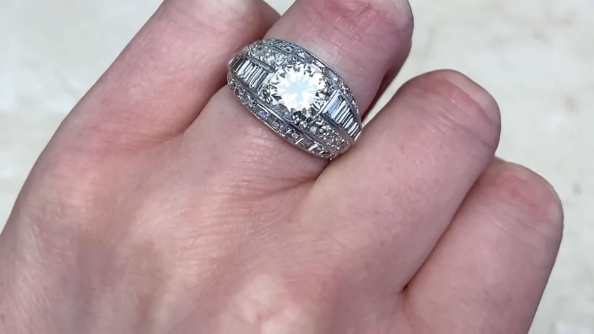 Retro Transitional Cut Diamond Engagement Ring (Approx. 1.9-Carats), Platinum For Sale 1