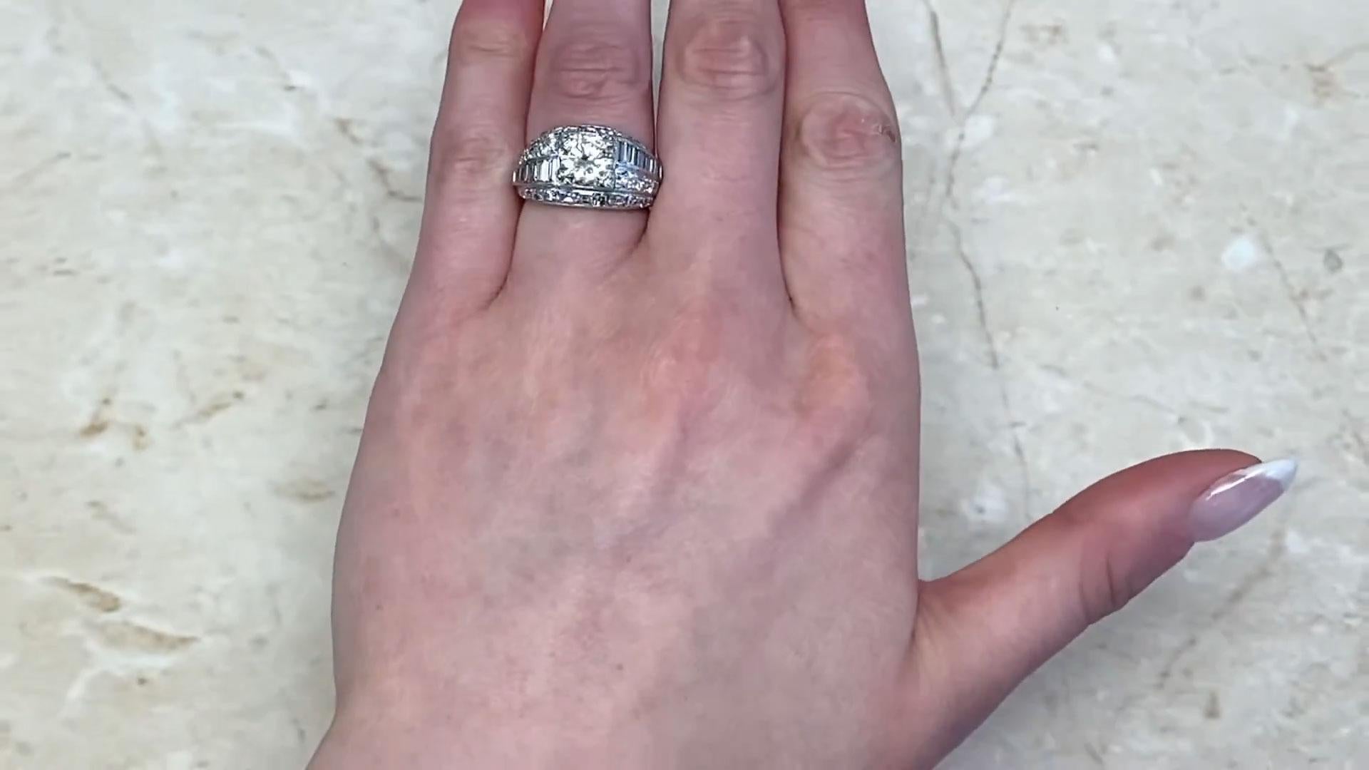 Retro Transitional Cut Diamond Engagement Ring (Approx. 1.9-Carats), Platinum For Sale 2