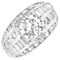 Vintage 1.90ct Transitional Cut Diamond Engagement Ring, H Color, Platinum