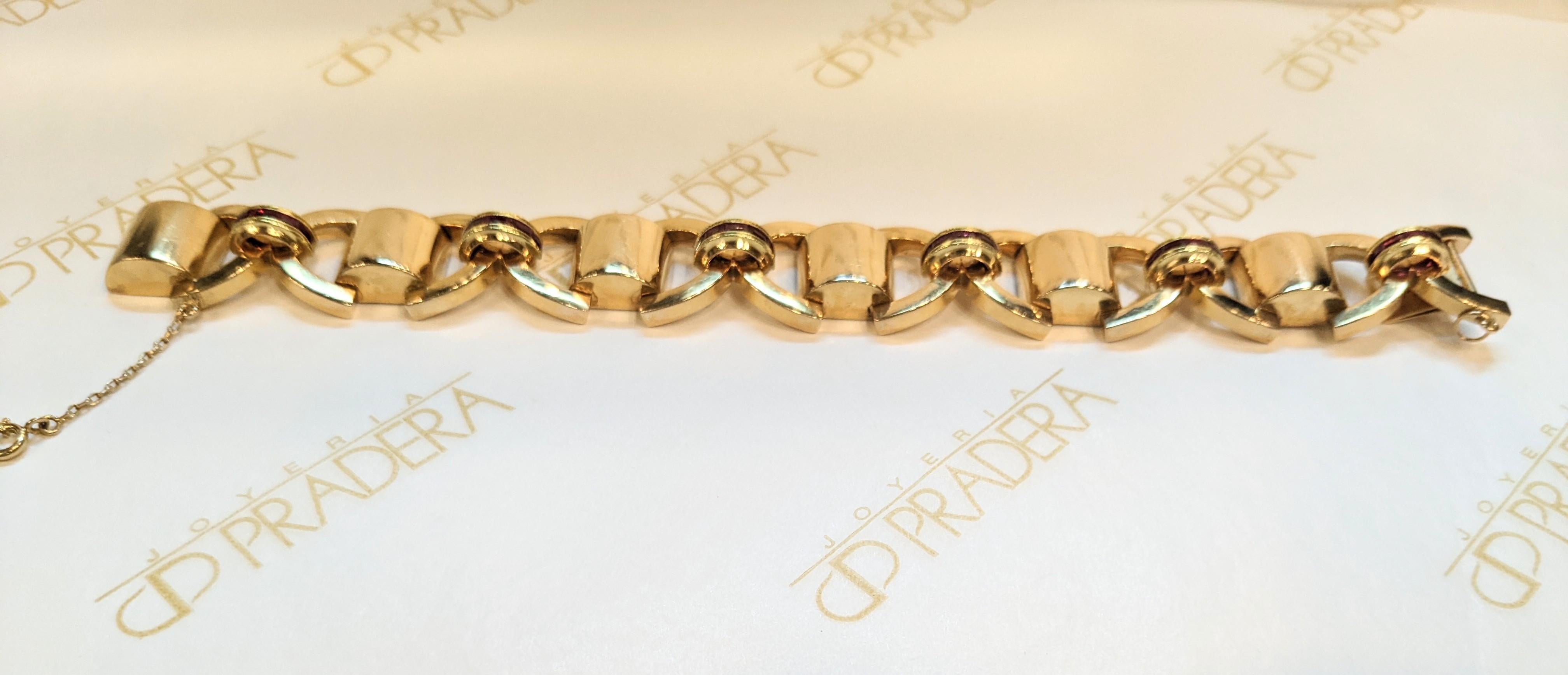 Women's or Men's Retro 1920´s Portuguese Chevalier 18kt Gold Bracelet with stamps For Sale