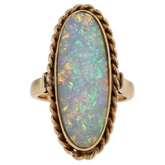 Retro 1930s 5.71 Carat Opal Long Cocktail Ring