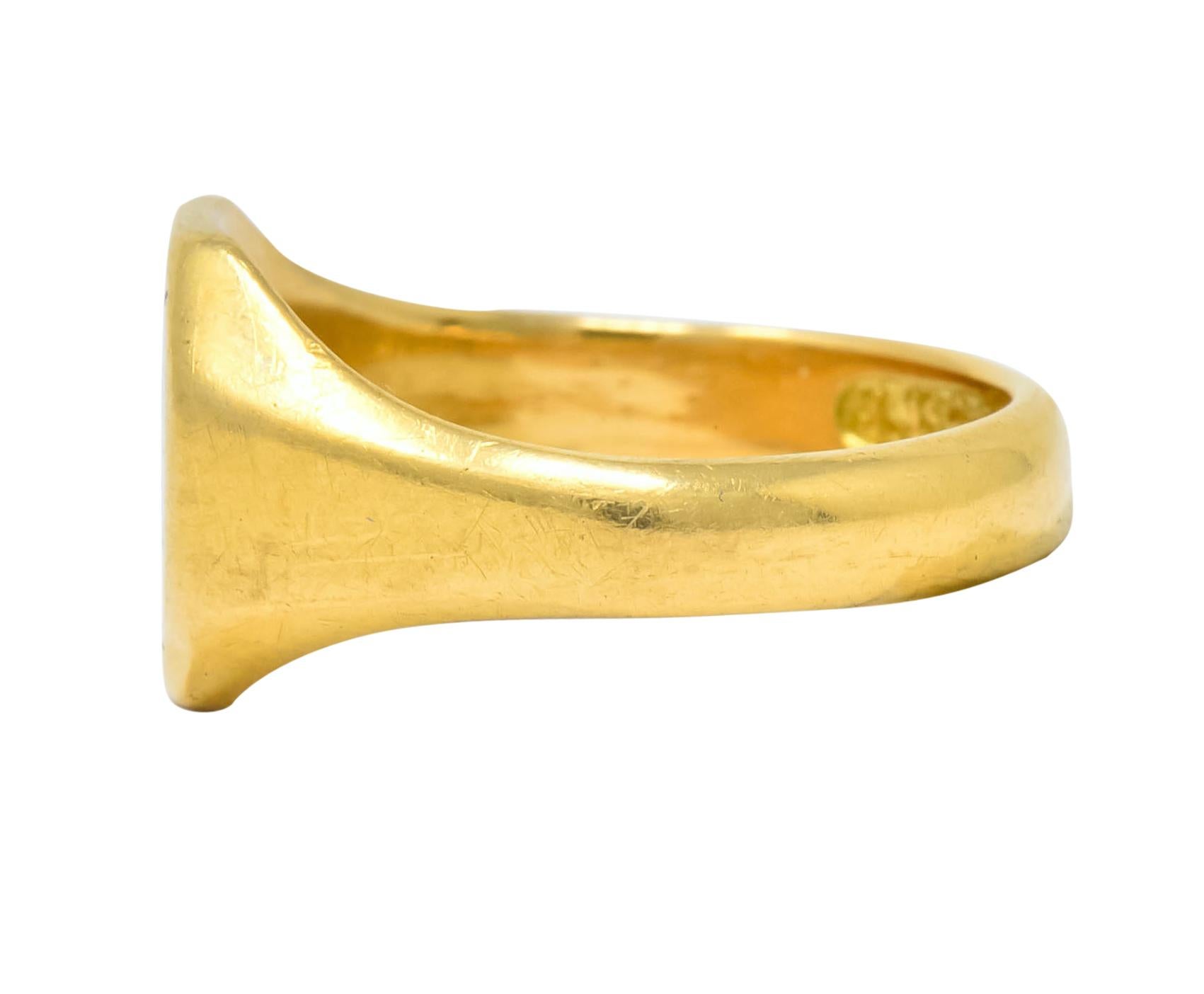 Modern Retro 1938 Enamel 18 Karat Gold Ladybug Signet Pinky Ring