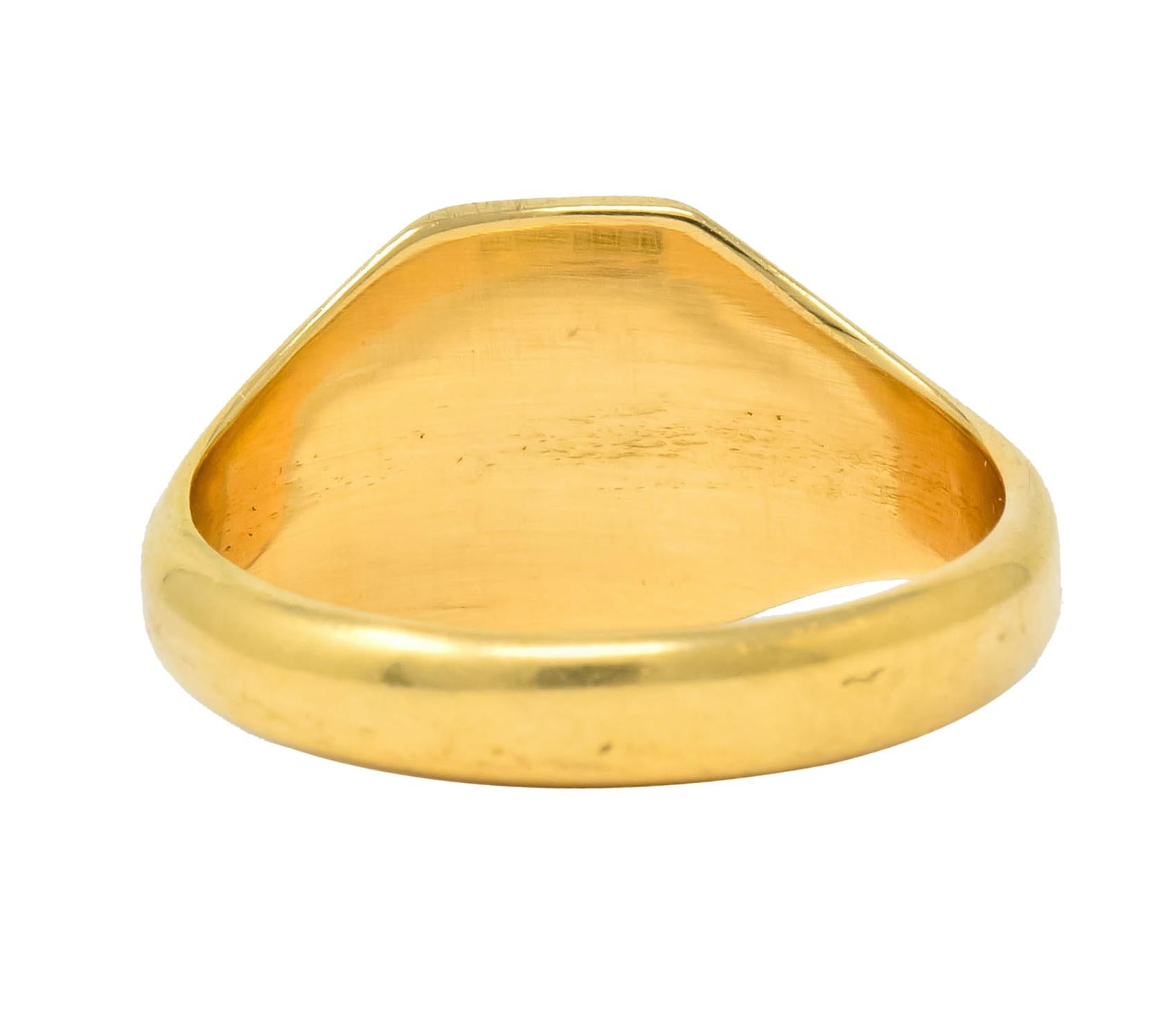 Women's or Men's Retro 1938 Enamel 18 Karat Gold Ladybug Signet Pinky Ring