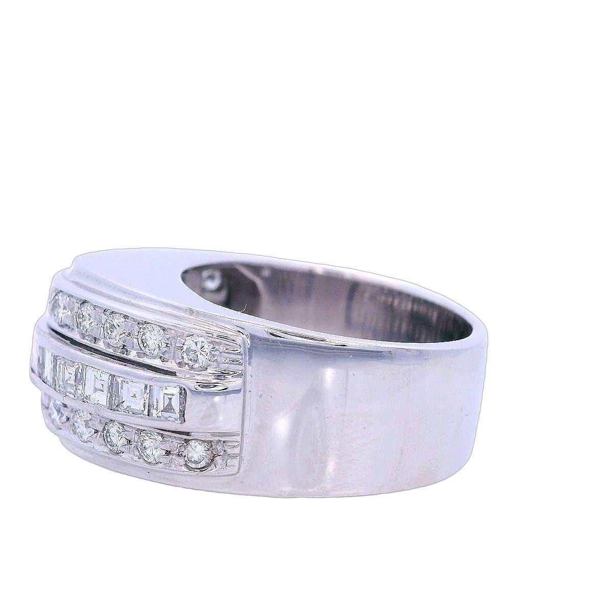 Anello geometrico retrò del 1940 in oro bianco 18kt con 1,15 CTW di diamanti In condizioni ottime in vendita a Aventura, FL