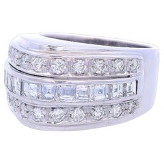 Retro 1940 18kt white Gold Geometric Ring with 1.15 CTW in Diamonds