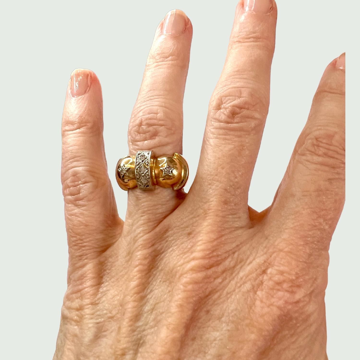 Taglio singolo Anello in oro con diamante retrò 1940-1945 in vendita