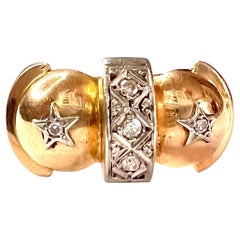 Retro 1940-1945 Diamant-Goldring aus Gold