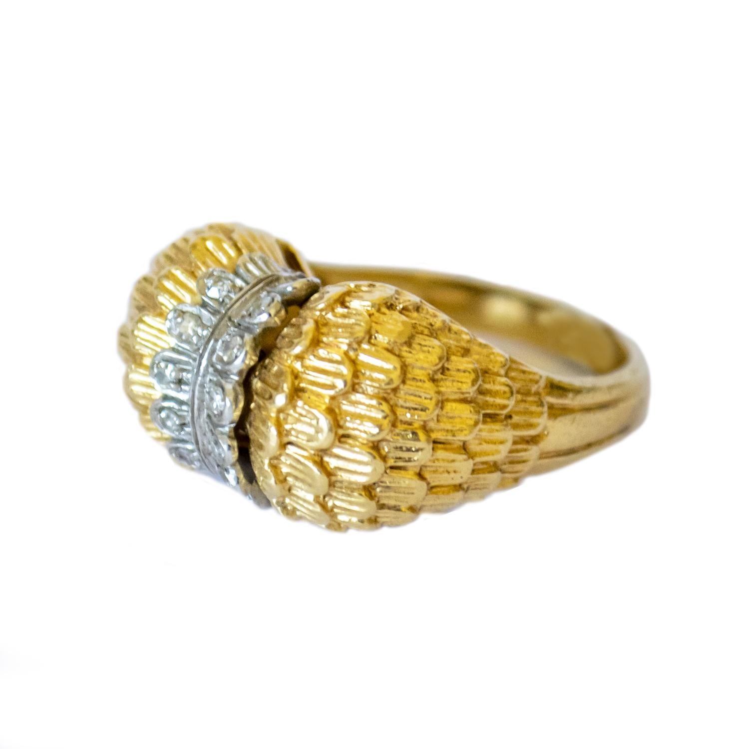 7,8 Gramm Diamant-Cocktailring aus Gold mit Diamanten Damen im Angebot